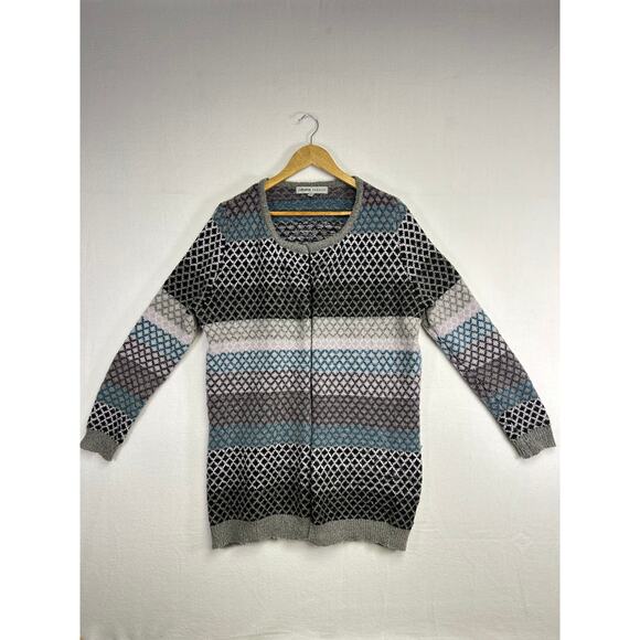 Absolutely Famous Sweaters - Absolutely Famous Long Sleeve Cardigan - Casual Chic Geometric Pattern, Size L